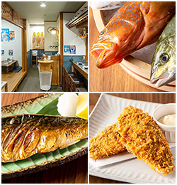 Sakana Baseの店内風景や料理